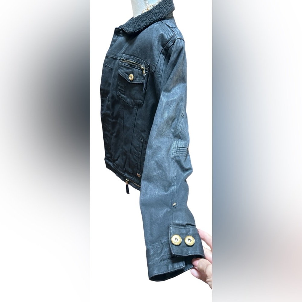 Born fly coated black denim/ jean jacket with gold hardware - Picture 3 of 12